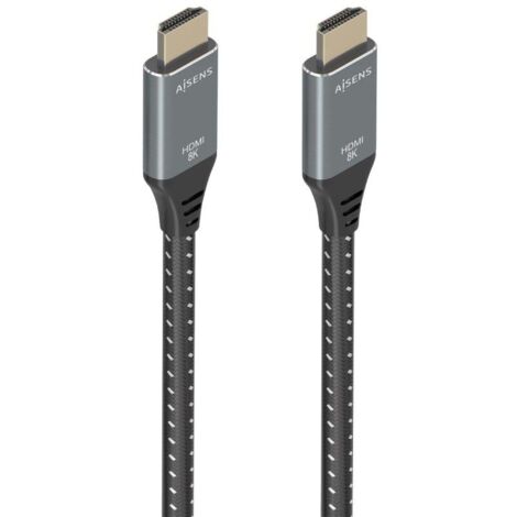 AISENS - A150-0878 - Kabel HDMI V2.1 Ultra High Speed/Hec 8K@60Hz 48Gbps, A/M-A/M, Grau/Schwarz, 10M