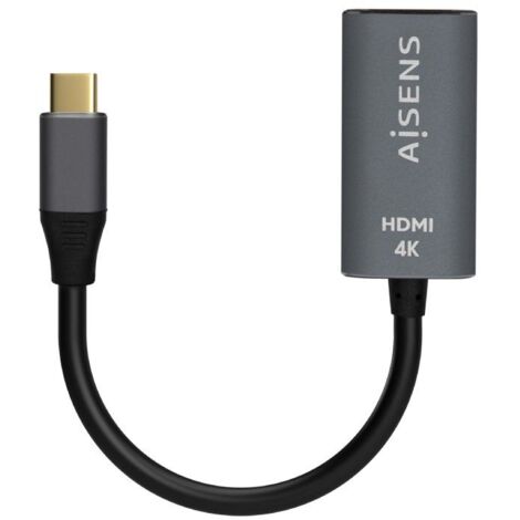 AISENS Aluminium USB-C auf HDMI 4K@60Hz Konverter, USB-C/M-HDMI/H, Grau, 15cm