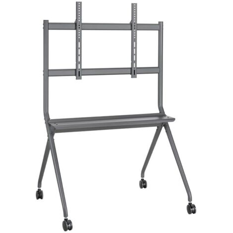 AISENS Bodenstativ Pro mit Rad, 1 Ablage für interaktiven Bildschirm/TV 120kg De 50-86, Schwarz