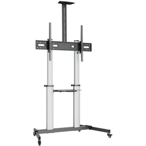 Aisens Bodenstativ PRO mit Rädern DVD/Kameraablage für Monitor/TV 100Kg 60-100 Schwarz/Silber