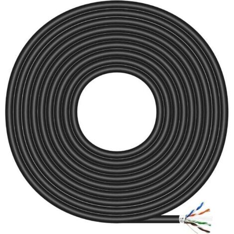 AISENS Cable de Outdoor Waterproof Network RJ45 Cat.6 FTP Rigid AWG24, Black, 100M