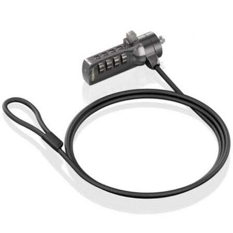 AISENS - CABLE DE SEGURIDAD CON CERRADURA DE COMBINACION PARA ORDENADOR, MONITOR, PORTATIL 1.5M