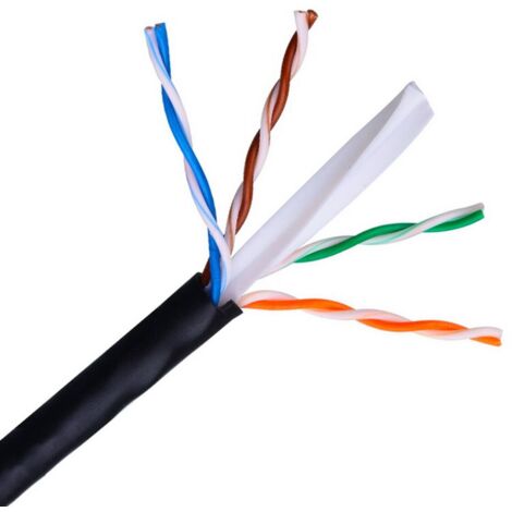 Aisens - cavo di rete impermeabile per esterni rj45 cat.6 utp rigido awg24, nero, 305m
