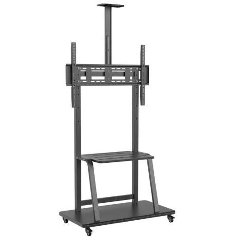 AISENS Floor Stand de ECO Floor con ruota, vassoio e supporto per DVD de Monitor/TV Camera 150Kg dedede 37-100, Nero
