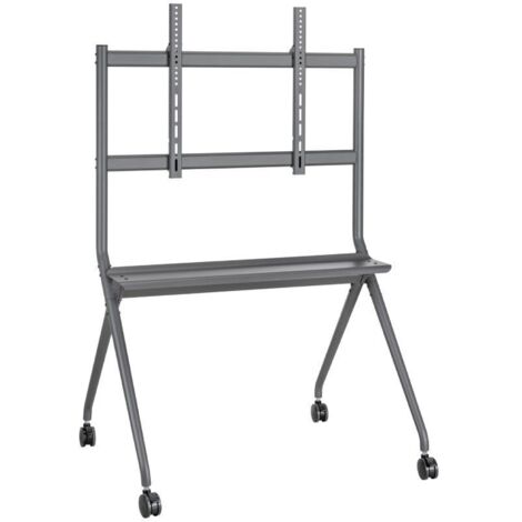 AISENS Floor Stand Pro With Wheel, 1 Tray For Interactive Screen/TV 120kg De 50-86, Black