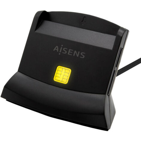 AISENS LECTOR DE TARJETA DNI CON LECTOR DE TARJETAS SD + SIM USB-C, NEGRO