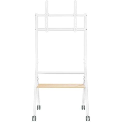 AISENS - SOPORTE DE SUELO ECO CON RUEDA, 1 BANDEJA PARA PANTALLA INTERACTIVA/TV 80KG DE 37-86, BLANCO+MADERA