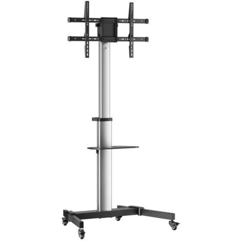 AISENS Supporto da pavimento con rotelle, vassoio per monitor/TV 50Kg da 37-86, nero-argento