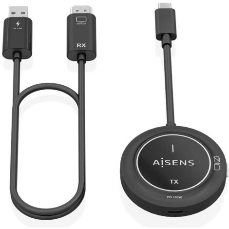 AISENS - USB-C A HDMI INALAMBRICO 1080P 30M + USB-C PD 100W, NEGRO