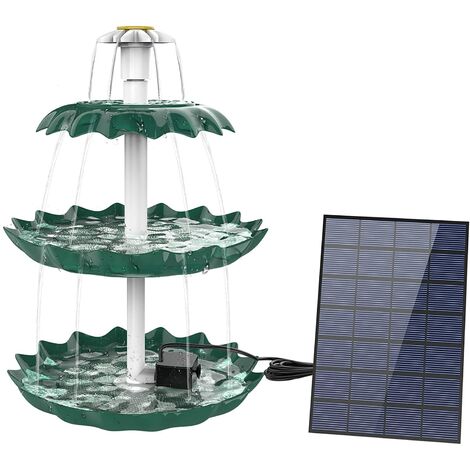 AISITIN Bain d'oiseaux à 3 Niveaux avec 2.5W Fontaine Solaire DIY Détachable et Adaptée au Bain d'oiseaux, Décoration de jardin, Nourriture d'oiseaux d'extérieur