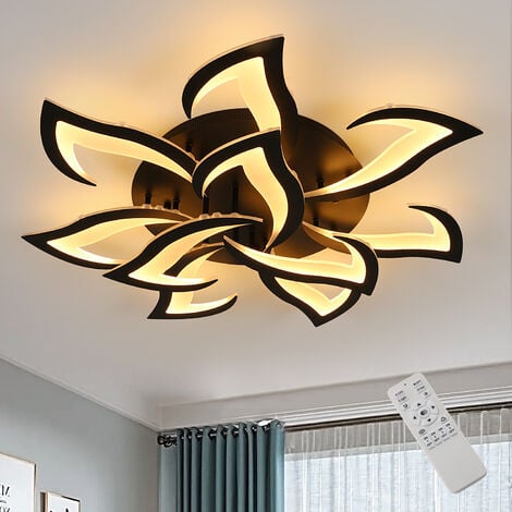 Aiskdan 84W schwarze LED-Deckenlampe mit Fernbedienung und Anwendung Moderne Kronleuchter für Wohnzimmer Schlafzimmer Haus Elegante Innendekoration