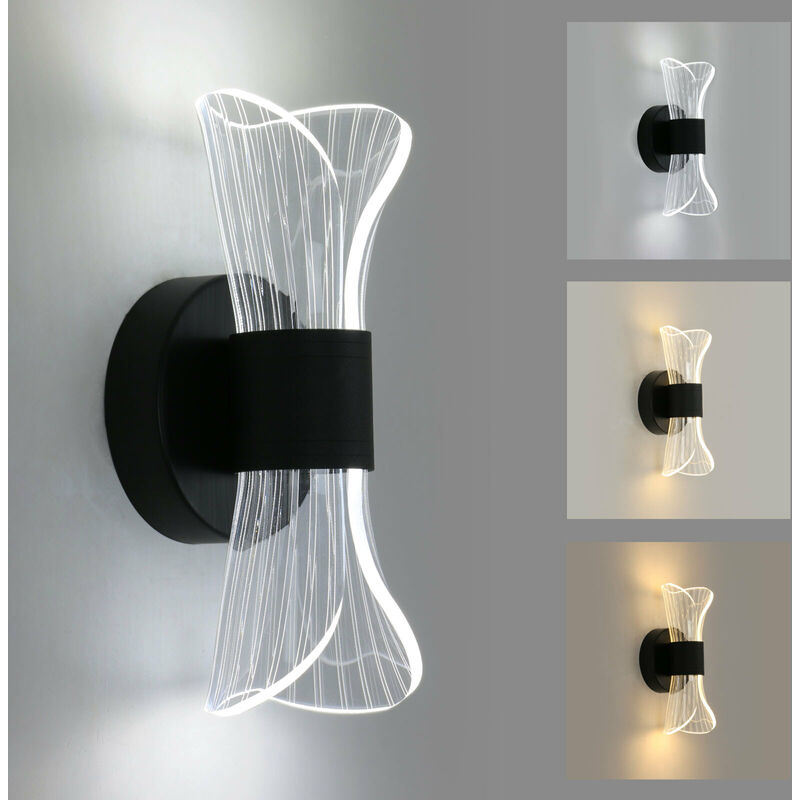 Aiskdan - Applique Murale Intérieure led Dimmable,Noir 12W Applique Murale Moderne Design Créatif, Éclairage Acrylique Luminaire pour Salon Couloir