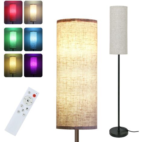 AISKDAN Lampadaire Sur Pied Dimmable, RGB Industriel Avec Variateur, Abat-Jour En Lin Idéal pour Chambre, Salon, Bureau