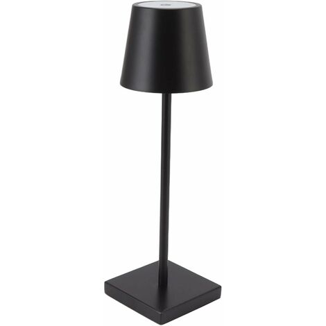 AISKDAN Lampe de table moderne en fer noir avec changement de couleur tactile en trois étapes et fonction rechargeable
