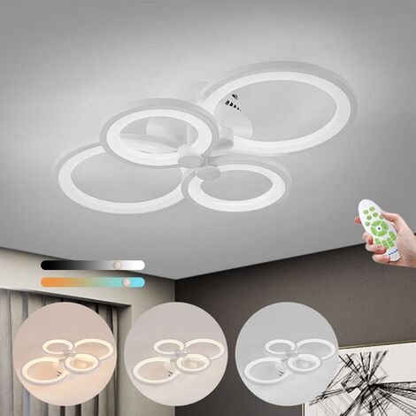 AISKDAN Modern LED Ceiling Light Dimmable with Remote Control App, 60 W White Creative Modern Acrylic Ceiling Light, LED Ceiling Light Indoor Modern, Suitable for Bedroom, Living Room, Kitchen, Dining Room, H