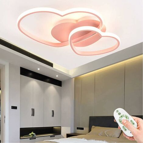 LED Plafonnier Dimmable Moderne avec Télécommande Silice et Aluminium pour Salon Salle à manger Bureau L50 W45 H8cm Rose