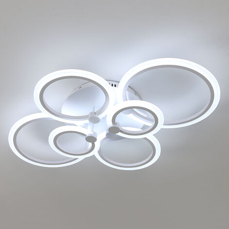 Aiskdan Plafonnier LED 76W, design moderne, monture en cercle, abat-jour en acrylique, lustre pour chambre à coucher, cuisine, salon, éclairage décoratif pour plafond