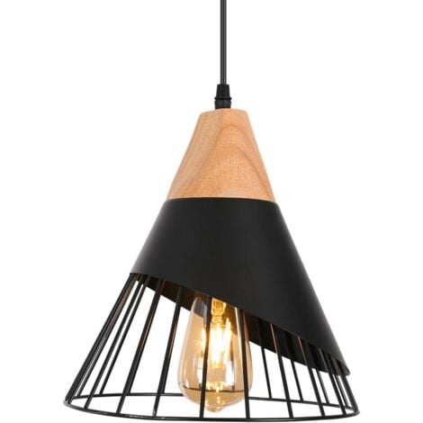 AISKDAN Verstellbarer Vintage Pendelleuchte, Industrielle Hängelampe aus Metall, E27 Retro für Küche, Esszimmer - Schwarz (1er Pack, Glühbirne nicht inklusive)