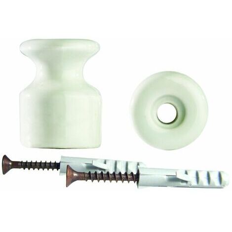 Aislador Gambarelli de porcelana blanca con tornillos y bolsillos 01200