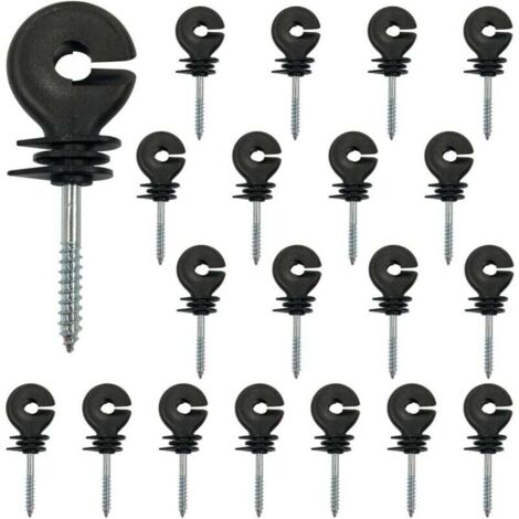 Aislador para cerca eléctrica de ganado, 50 piezas, M6, rosca electrónica, clavos aislantes para cerca eléctrica, aislador atornillable para cerca eléctrica Tetragon, tubo redondo