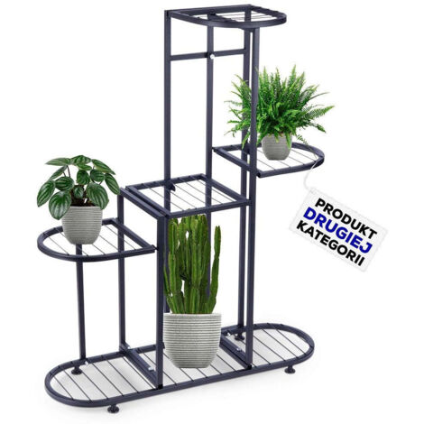 AIUOLA IN METALLO NERO A 5 LIVELLI CON VASO DA FIORI 84,5 CM