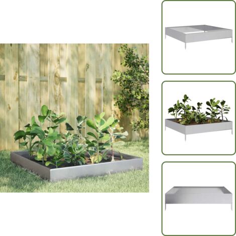 Aiuola per fiori - vidaXL Fioriera Rialzata da Giardino 100x100x26 cm in Acciaio Zincato - Aiuola per piante