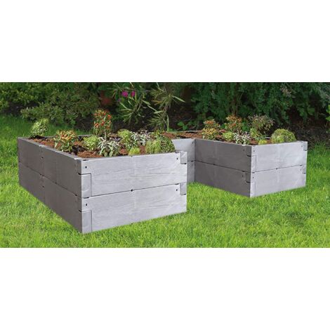 Aiuola rialzata Juwel Timber Ergoline (struttura variabile, 100% riciclabile, aiuola da giardino in plastica, capacità 1650 l) 20829