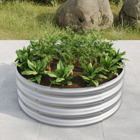 Aiuola rialzata Resistente alla ruggine Design aperto per radici Acciaio zincato 81.5x81.5x29cm metallo argento