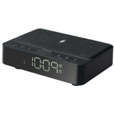 Aiwa CR-30BK Radiowecker, kabelloses Aufladen de 5W, Radio FM PLL mit 10 voreingestellten Sendern und Alarmen Dual mit Optionen de Radio oder Piepton