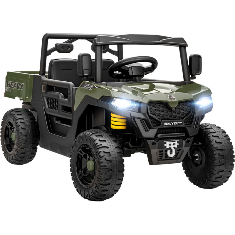 Aiyaplay 12V Kids Ride on Car, Kids Utv with Electric Dump Bed, Green