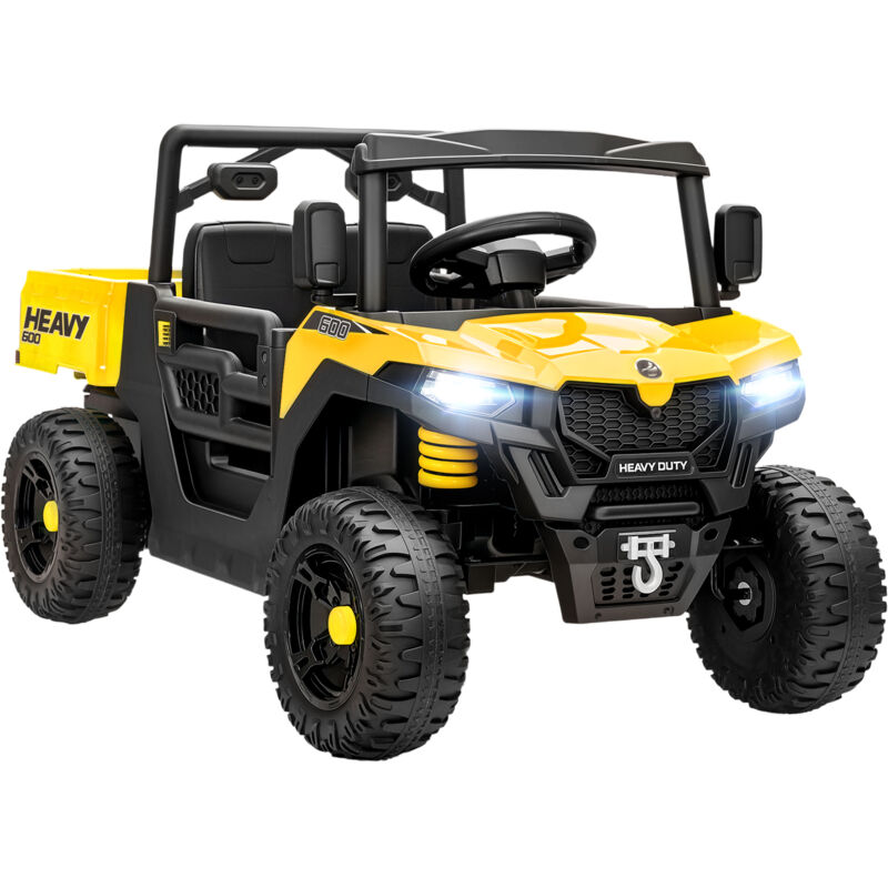 Aiyaplay 12V Kids Ride on Car, Kids Utv with Electric Dump Bed, Yellow