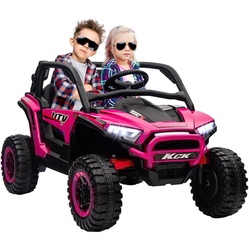 AIYAPLAY 2 Seater 24V 7AH Ride on Truck w/ Spring Suspension, Pink