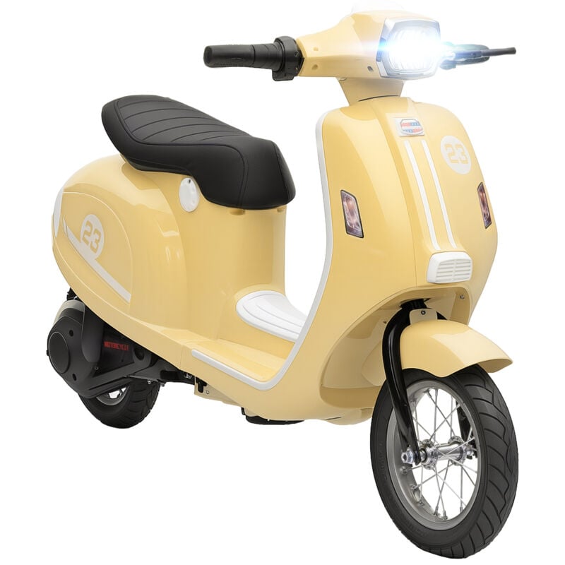 AIYAPLAY 24V Battery Powered Ride on Motorcycle with Manual Throttle, Beige