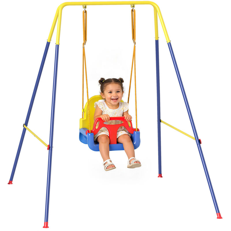 Aiyaplay 3 in 1 Toddler Swing Set, Folding Child Swing Set for Kids, Blue