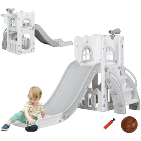 AIYAPLAY 4 in 1 Kids Slide for Indoor Use, for Toddlers 1-3 Years, Grey