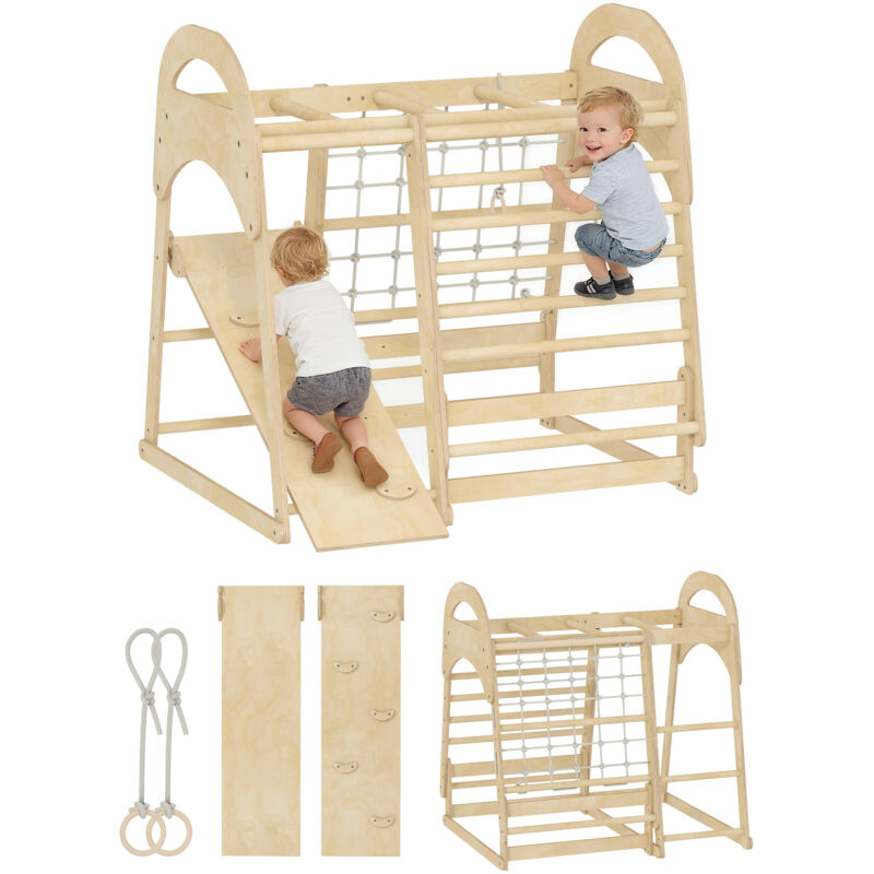 Aiyaplay 6 in 1 Kids Climbing Frame with Slide, Monkey Bars, Ladder