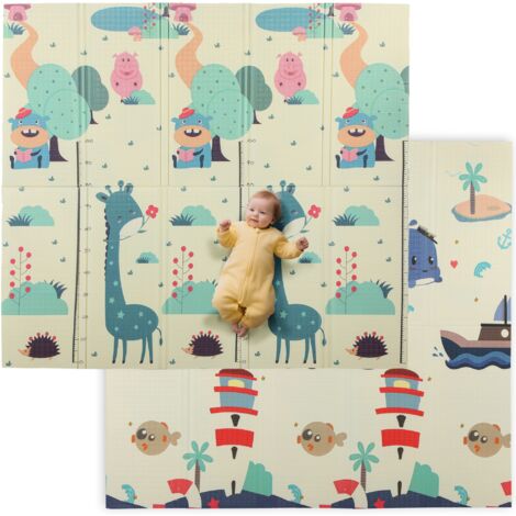 AIYAPLAY alfombra bebé acolchada plegable reversible 196x176x1,5 cm tapete de actividades bebé XPE doble cara impermeable multicolor