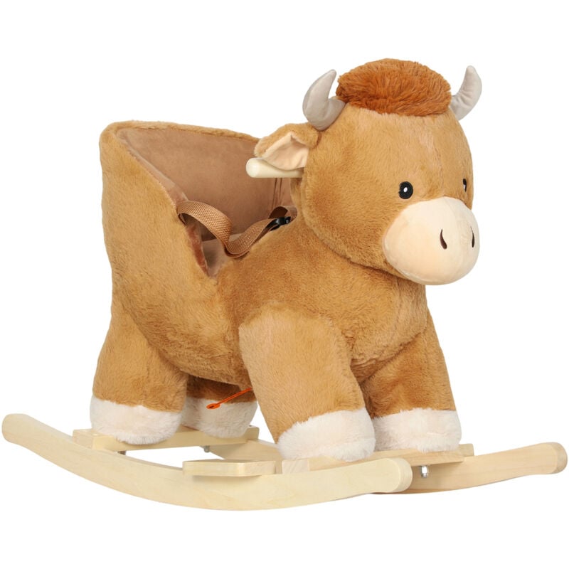 AIYAPLAY Baby Rocking Horse with Song, Safety Belt, Wood Base for 1-3 Years