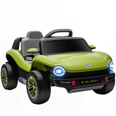 AIYAPLAY coche eléctrico para niños de +3 Años, Volkswagen E-Buggy, 12V, con mando a distancia 2,4 G, faros LED, música, USB, motor doble, verde