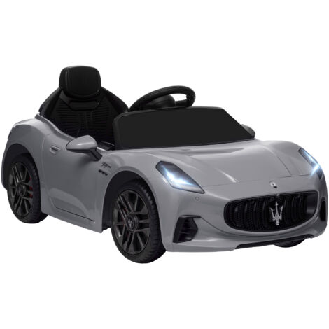 AIYAPLAY Kinder Elektroauto 12V Kinderauto mit 2,4 GHz Fernbedienung, 2 Motor, Kinderfahrzeug mit Hupe, LED, Musik, Sanftstart, Elektrofahrzeug mit Hilfsrad, für 3-5 Jahre Kinder, Grau
