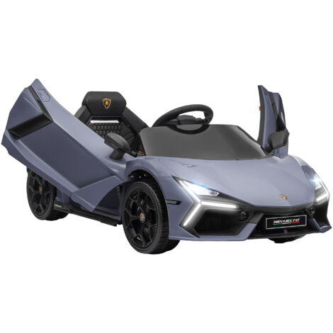 AIYAPLAY Kinder Elektroauto 12V Kinderauto mit 2,4G Fernbedienung, Elektrofahrzeug mit LED Leuchte, USB/MP3-Anschluss, Flügeltür, gefederte Räder, 3-5 km/h, für Kinder 3-5 Jahre, Grau