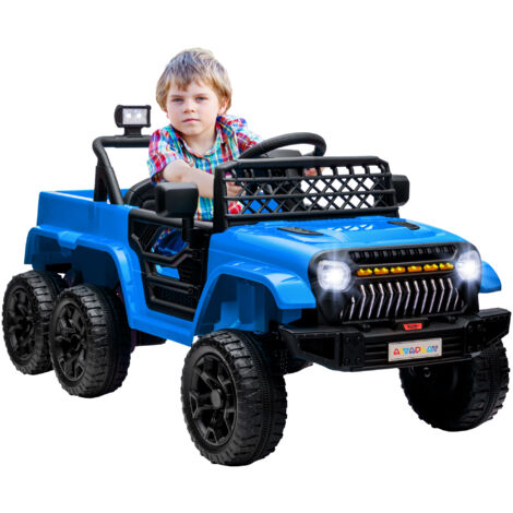 AIYAPLAY Kinder Elektroauto, 12V Kinderauto mit 2,4GHz Fernbedienung, 4x4-Antrieb/2x2-Antrieb Kinderfahrzeug Elektrofahrzeug mit LED-Lichte, Sanft-Start, Musik, Hupe, 2,5-4 km/h, 3-8 Jahre, Hellblau