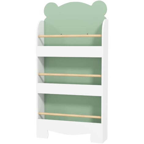 AIYAPLAY Libreria per Bambini a Forma di Orsetto 3 Ripiani 55x15x110 cm, Verde