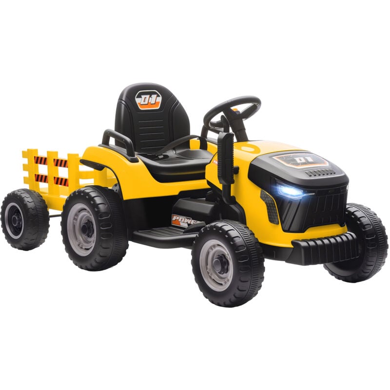 AIYAPLAY Ride on Tractor and Trailer, 12V Electric Ride on Tractor, Yellow