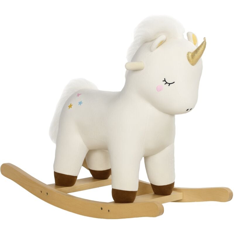Aiyaplay - Rocking Horse with Unicorn Design, Sounds for Ages 2-4 Years, White
