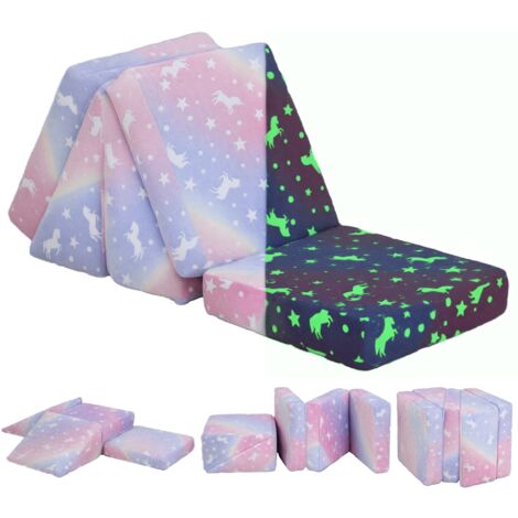 AIYAPLAY Spielsofa für Kinder, Kindersofa Schlafsofa im Dunkeln Leuchtend, Fancy Spielsofa Kindercouch Mini Couch für Kuschelecke, Kinderzimmer, Spielzimmer, Schlafzimmer, Rosa