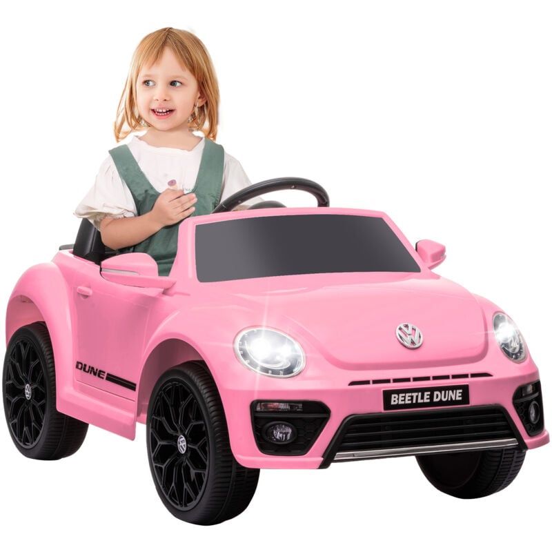 Aiyaplay - Volkswagen Beetle Licensed 12V Ride on Car w/ Remote Control, Pink