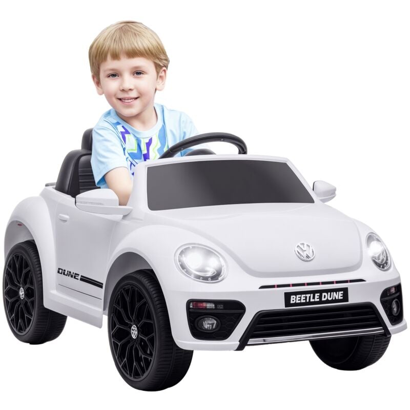 AIYAPLAY Volkswagen Beetle Licensed 12V Ride on Car w/ Remote Control, White