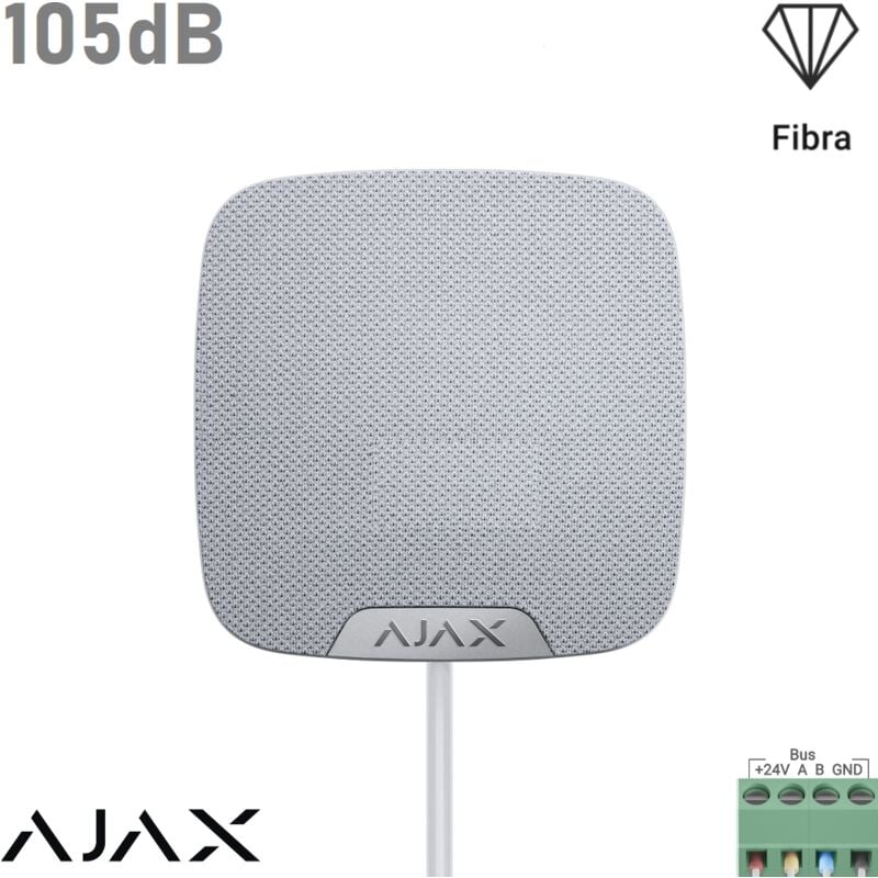 Ajax - 30860 - (Homesiren Fibre) Sirène Filaire Intérieure. Blanc.