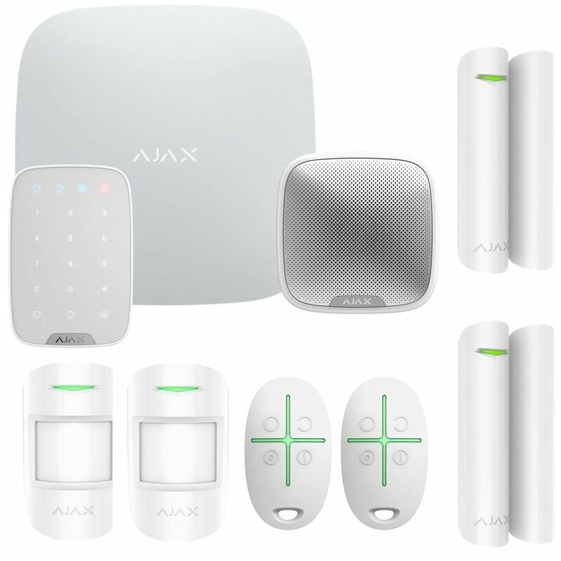 Alarme starterkit double + sirene exterieur + clavier digital blanc - Blanc - Ajax